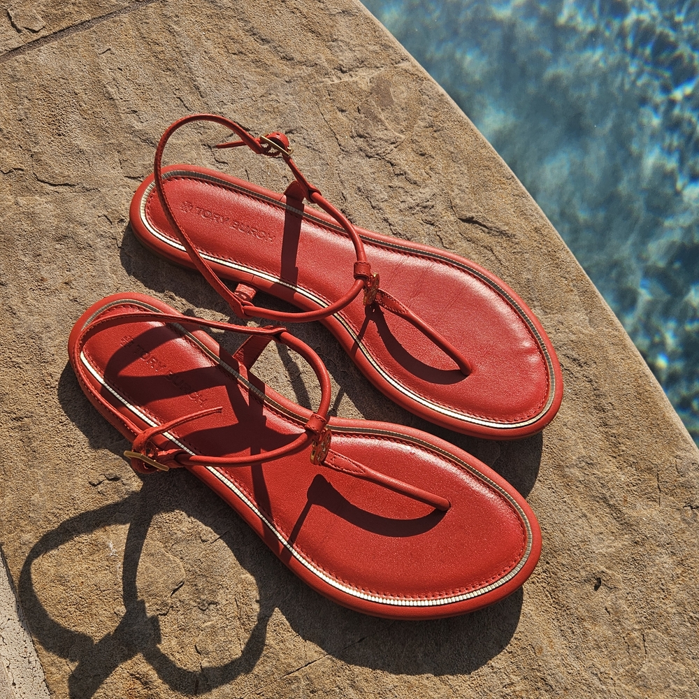 Red Strappy Sandals /Tory Burch - Picture 2 of 8